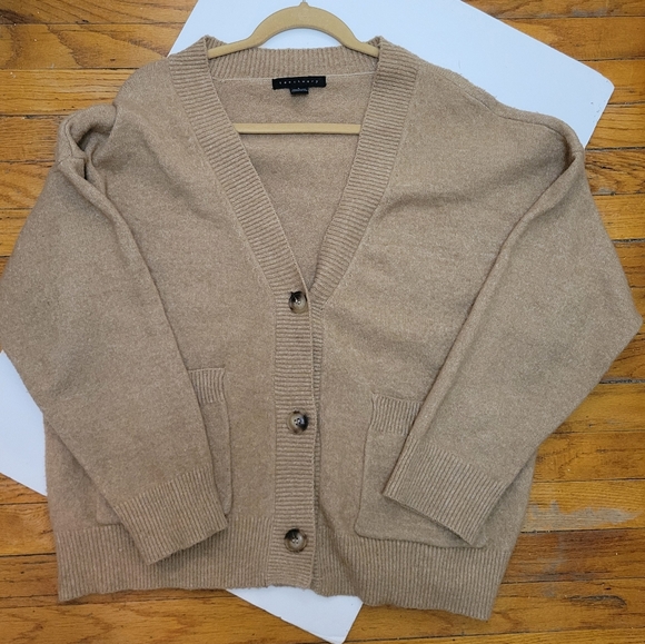 Sanctuary Camel Oversized Cardigan L Lagenlook Cottagecore Grandpa Sweater - Picture 4 of 9